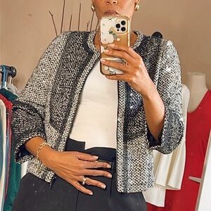 ETCETERA | Tweed Lace Overlay Blazer Jacket Sz 6